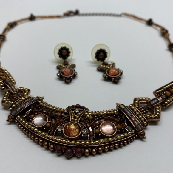 Inca-Style Necklace and Earrings Set - Picture 1 of 5